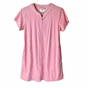 Karen Neuberger Loungewear House Dress Pink Roses Sleepwear Zipper Smock M‎